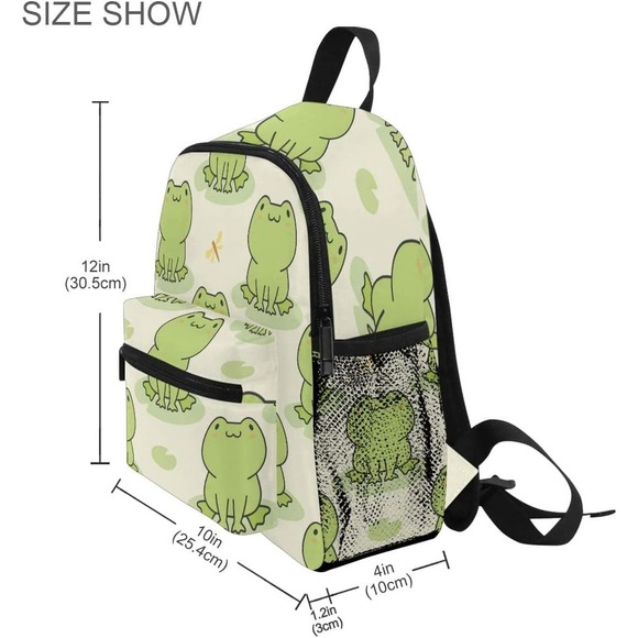 Kids Backpack School Cute Frog Pattern Children Book Bag Travel Backpack Daypack - Picture 2 of 6